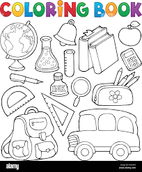 Libro Para Colorear De Objetos Relacionados Con La Escuela 1 Eps10 Ilustracion Vectorial Imagen Vector De Stock Alamy