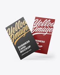 Download Paper Business Cards Mockup In Stationery Mockups On Yellow Images Object Mockups PSD Mockup Templates