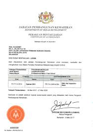 Department of skills development, ministry of human resources. Prasarana International Training Academy Of Rail Pintar Pace