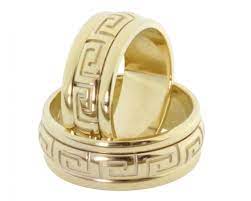 18k Gold Wedding Bands With The Greek Symbol For Eternity Gold Wedding Rings Wedding Rings 18k Gold Wedding Bands