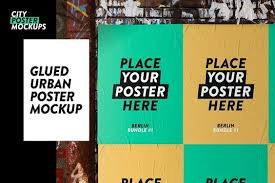 Glued Urban Poster Mockup In 2020 Poster Mockup Mockup Mockup Templates