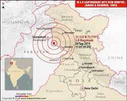 965 earthquakes with magnitude 3 & above recorded in 2020; Map Earthquake Hits New Mirpur Jammu And Kashmir India My India