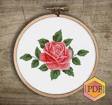 Rose Modern Cross Stitch Pattern Pdf Flower Counted Cross Etsy Modern Cross Stitch Patterns Floral Cross Stitch Modern Cross Stitch