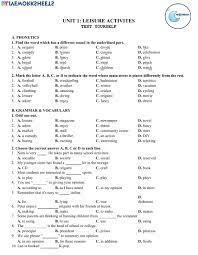 These english grade 8 exercises worksheets were designed as pdf format so that you can print and photocopy easily for your students or classes. Grade 8 Unit 1 Test 2 Worksheet