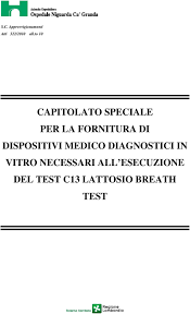 Capitolato Speciale Per La Fornitura Di Dispositivi Medico Diagnostici In Vitro Necessari All Esecuzione Del Test C13 Lattosio Breath Test Pdf Download Gratuito