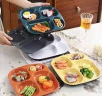 Classic Design 4-Section Wooden Caloric Control Plates Bamboo Lunch Plate for Healthy Diet Ratio Control