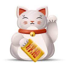 chat maneki neko de style plat de dessin animé vectoriel avec patte  agitant. chat porte-bonheur japonais. 6187677 Art vectoriel chez Vecteezy