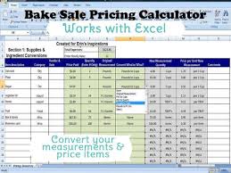 bake sale pricing calculator with kitchen conversions how