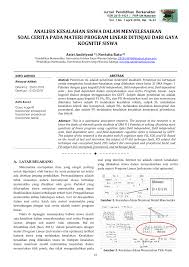 Gambarlah daerah himpunan penyelesaian linear berikut pada bidang cartesius. Pdf Analisis Kesalahan Siswa Dalam Menyelesaikan Soal Cerita Pada Materi Program Linear Ditinjau Dari Gaya Kognitif Siswa