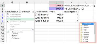 Nur das addieren von zahlen ist etwas wobei excel eine großartige hilfe ist. Excel Seitenblicke Teilergebnis Und Filter Haben Sich Lieb Soprani Software
