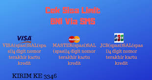 Tak hanya bisa beli barang dengan sistem cicil, kartu kredit juga memberikan berbagai keuntungan seperti diskon harga, bunga 0% bahkan sampai cashback. Cara Mengetahui Sisa Limit Kartu Kredit Bni Melalui Sms Dan Atm Kartu Bank
