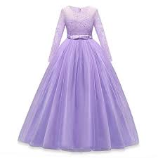 Price 25 99 28 99 Amazon Com Huanqiue Girls Lace Pageant Party Dress Wedding Flower Girl Maxi Gowns Long Sleeve Dresses Wedding Party Dresses Maxi Gowns