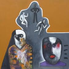 La Memoria, La Mirada Y La Máscara -100X, Painting by Hilda Vidal