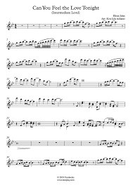 Can you feel the love tonight noten. Geige Musiknoten Can You Feel The Love Tonight Mittlere Stufe Elton John