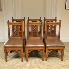 Only 2 available and it's in 1 person's cart. Rare Set Of Six Pugin Design Victorian Golden Oak Antique Dining Chairs Antiques World