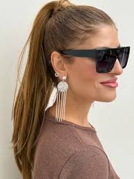 Tamara Silver Mirror & Animal Print Clip-On Earrings
