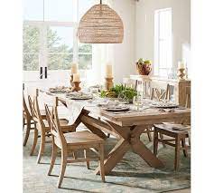 Flora Rattan Pendant Potterybarn Dining Table Chairs Dining Table Rustic Dining Table