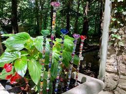 Tall 20 26 Or 36 Fairy Garden Stake Beaded Stake Garden Etsy In 2021 Fairy Garden Glass Plate Flowers Garden Stakes