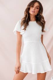 Isabelle Angel Sleeve Empire Dress White White Short Dress Casual White Dress White Dresses Graduation