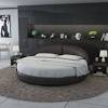 New 3pc queen king wall bed & 2 nightstands modern gray velvet fabric upholstery. 1