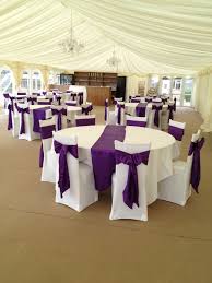 Brighten Up Your Plain White Tablescape With Plum Table Runners And Chair Sashes Purple Wedding Tables Wedding Table Pink Purple Wedding Theme