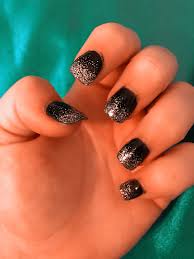Coffin Black And Silver Glitter Nails Sns Black And Silver Ombre Nails Black To Silver Ombre Ombre Nails Trendy Nails