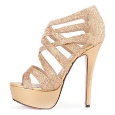 Gold Faux Leather Glitter Strappy Gladiator Platform Heels Strappy High Heels Sandals Gladiator Sandals Heels Stiletto Heels