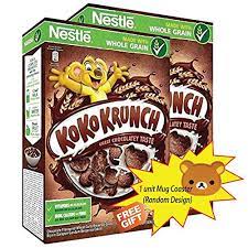 Every 30 g of nestle koko krunch contain 113 kcal, 2.1 g of protein, 23.3 g of carbohydrate, 10.2 g of sugar, 1.2 g of fat, 1.5 g of dietary fibre, 59 mg of sodium, 80 mg of calcium, 4.2 g of iron and other important vitamins and minerals. Nestle Koko Krunch Breakfast Cereal New Recipe Healthy Whole Grain Choco Crunch With Wheat Chocolate Curl This Wheat Coco Cereal Has More Fiber And Less Sugar Imported From Malaysia 330g Pricepulse