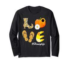 Amazon.com: Love honey Life Sunflower Pumpkin Halloween honeylife Long  Sleeve T-Shirt : Clothing, Shoes & Jewelry