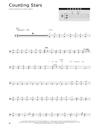 Counting Stars Drum Chart Print Sheet Music Now