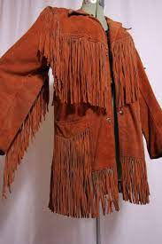 Vintage Western Brown Deerskin Suede Long Fringe Jacket Boho Tassel Pioneer Wear Joo Kay Fringe Jacket How To Wear Western Brown