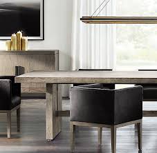 Rh Modern S Pacamara Rectangular Dining Table With Its Distinctive Mortise And Tenon Design O Concrete Dining Table Furniture Dining Table Dining Table Chairs