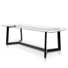 Massey 2 4m Dining Table Glass Top With Black Base Glass Table Glass Dining Table Dining Table