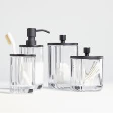 This makes for an intriguing yet stylish space. Ribbed Black Glass Bath Accessories Crate And Barrel
