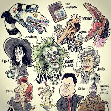 Beetlejuice wall decor featuring adam and barbara beetlejuice never trust the living dictionary page art print 8 x 10 inches. Big Jim On Twitter The Crew From Beetlejuice Drawing Doodle Procreate