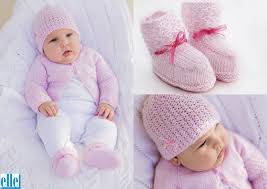 The babies in this blog are so cute! Matinee Set Brand Elle Count 3ply Yarn Babykins Size From Premature Size To 24 Months Baby Patterns Baby Hat Free Pattern Baby Knitting Patterns Free