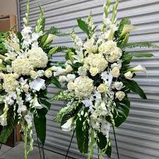 Https Florafuneral Com Collections Frontpage Products White Standing Spray Funeral Flower Arrangements Funeral Flowers Funeral Floral Arrangements