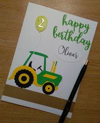 2nd Happy Birthday 2 Year Old Boy Personalised Child Birthday 2 Years Old 2nd Birthday Farmer Tractor Card For Boy Or Girl Can Be Kids Birthday Cards Old Birthday Cards Birthday Card Sayings