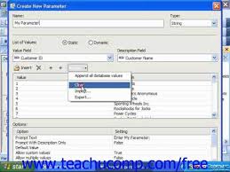 Learn How To Create Parameter Fields In Crystal Reports By Business Objects At Www Teachucomp Com A Clip From Mastering Crys Crystal Reports Tutorial Crystals