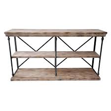 La Salle Metal And Wood 2 Shelf Console Table Height 34 In Width 17 In Length 64 In Wood Console Console Table Metal Console Table