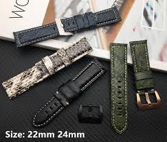 With extra brand new animal strap. 22mm 24mm Blue White Black Green Blue Top Quality Real Snake Calf Leather Watchband For Panerai Strap Watch Band Pin Buckle Tool Watchbands Aliexpress