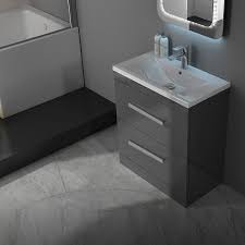 Buy vanity units with basins online with up to 70% off. Patello 60 Grey Vanity Unit And Basin 2 Draws Buy Online At Bathroom City