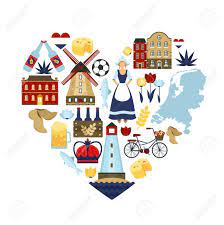 Geweldige steden, hotels aan het strand. Nederland Reizen Symbolen En Nederlands Orientatiepunten In Hartvorm Flat Vector Illustratie Royalty Vrije Cliparts Vectoren En Stock Illustratie Image 40506034
