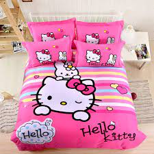 Set includes pillow sham(s)/pillowcase(s), a flat bed sheet, and a comforter/duvet cover. Amazon Com Casa 100 Cotton Brushed Kids Bedding Girls Hello Kitty Duvet Cover Set Fitted Sheet 4 Piece Queen Home Kitchen