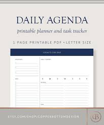 Daily Agenda Printable Daily Schedule Printable Planner Daily Task Tracker One Page Agenda Agenda Printable To Do Lists Printable Daily Schedule Printable