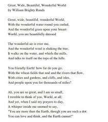 Great Wide Beautiful Wonderful World By William Brighty Rands Wonders Of The World Comparative Adjectives Wonder