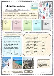 Holiday Time Vocabulary English Travel Vocabulary Vocabulary Exercises Travel English