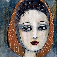 Original Acrylic of "mamma and Boukie Going to Church"circa 1960's. by  Renouned Southern Folk Artist, Mary Bryan Flach