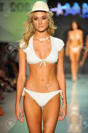 MIAMI, FL - JULY 22: A Model Walks The Runway At The Luli Fama Fashion Show  During Funkshion Swim Fashion Week On July 22, 2017 In Miami, Florida.  Stock Photo, Picture and