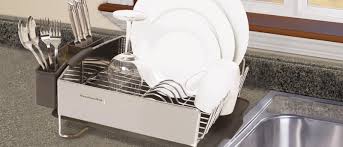 Heavy duty, satin coated, rust resistant wires secure items and soft feet keeps dish. Kitchenaid Full Size Stainless Steel Dish Rack Off 53